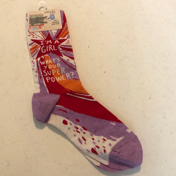 Blue Q “I’m a girl. What’s your superpower?” Socks NWT - Picture 3 of 6